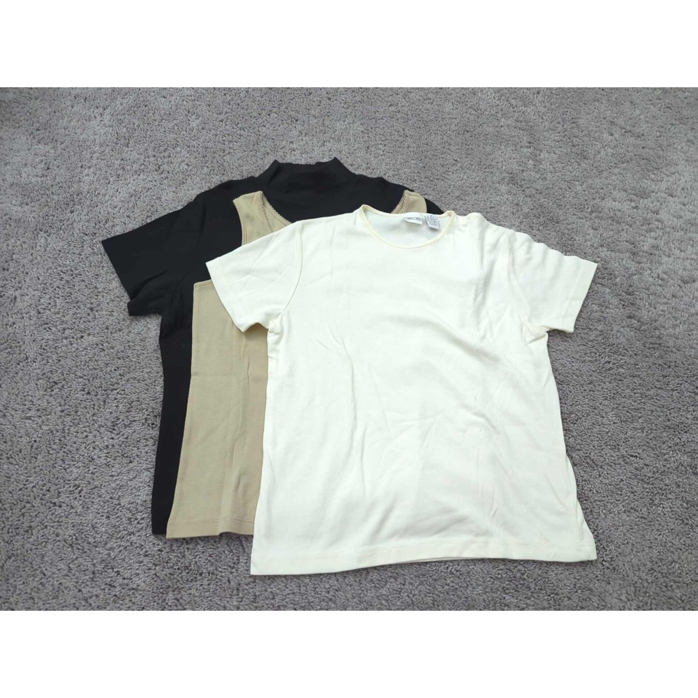 Lot of 3 Tops Womens Medium Short Sleeve Tank 100% Cotton Cherokee White Stag
